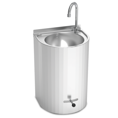 Lavamanos de pared en acero inoxidable.