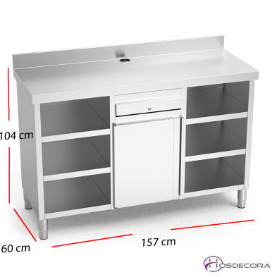 Mueble para cafeteras fabricado en acero inoxidable. 074620