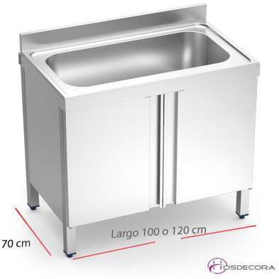 Fregadero de puertas abatibles y cuba de  gran capacidad