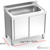 Fregadero con puertas correderas inox gran capacidad