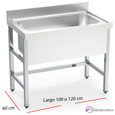 Fregadero inox con soporte 1 cubeta gran capacidad