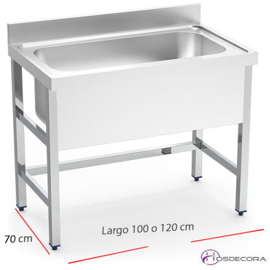 Fregadero inox con soporte 1 cubeta gran capacidad
