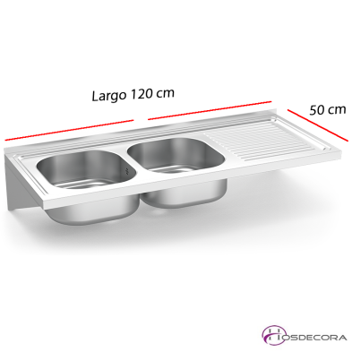 Fregadero colgante inox de dos pozas.