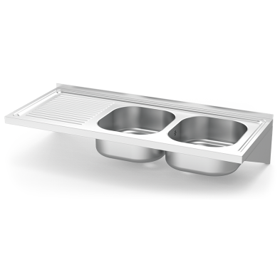 Fregadero colgante inox de dos pozas.