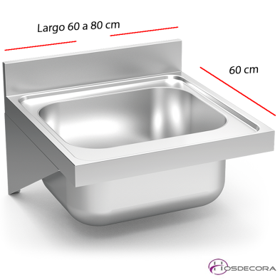 Fregadero Colgante 1 Cuba en Acero Fondo 60 cm