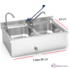 Lavamanos y fregadero con dos cubas en acero inoxidable