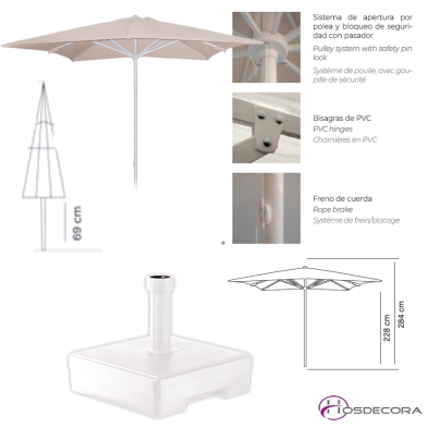 Parasol Cuadrado de Terrazas 3 x 3. PLAZA