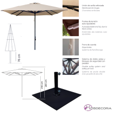 Parasol de gran resistencia rectanglar