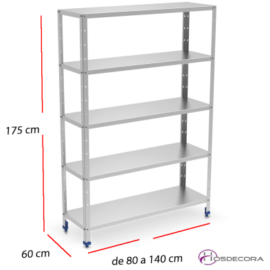 Estantería Bandejas Inox 5 Niveles Fondo 60