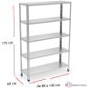 Estantería Bandejas Inox 5 Niveles Fondo 60