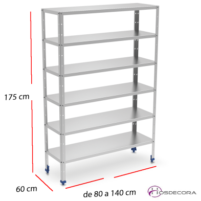 Estantería Bandejas Inox 6 Niveles Fondo 60 cm