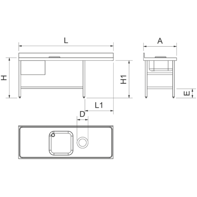Mesa de prelavado cocina
