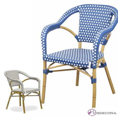 Sillón parisino de rattan trenzado para terrazas