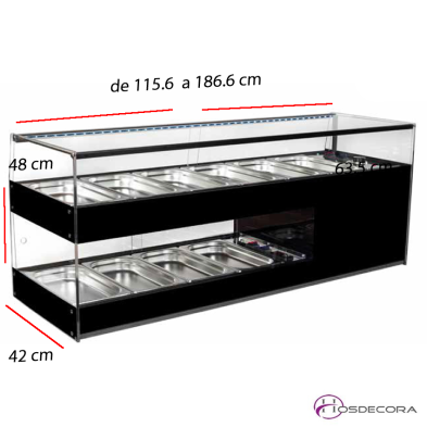 Vitrina para tapas refrigerada y vitrina con calor