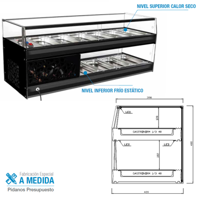 Vitrina para tapas refrigerada y vitrina con calor