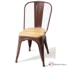 Tolix Silla para Bar de Hierro y Madera- CUARTE-S
