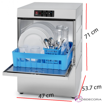 Lavavasos con cesta de 40x40 y altura útil de 300 mm