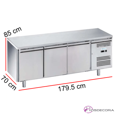 Mesa refrigerada inox de 3 puertas