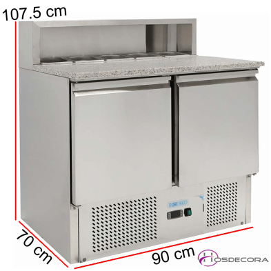 Mesa refrigerada con 5 cubetas GN 1/6 y 2 puertas