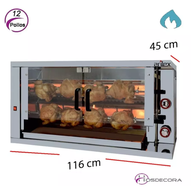 Asadores a gas de Pollos 2 espadas -12 Piezas 2ASG
