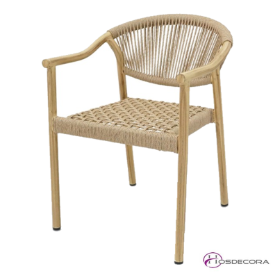 Sillón Brasil de aluminio con cuerda sintética color miel.