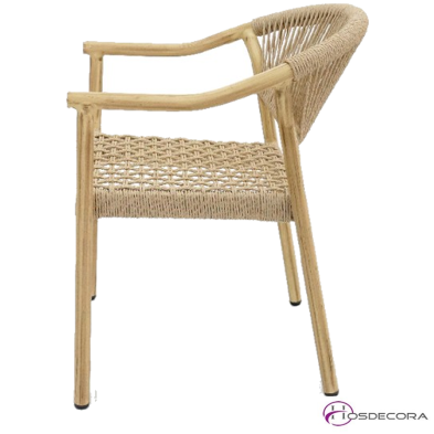 Sillón Brasil de aluminio con cuerda sintética color miel.