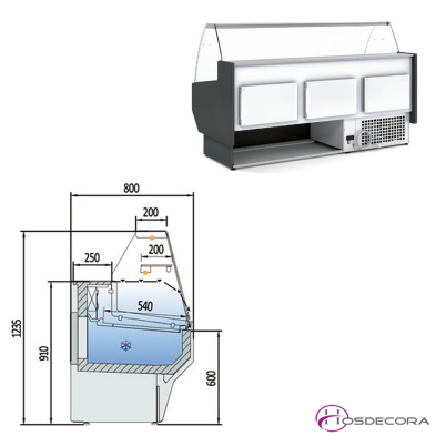 Vitrina expositora de pasteleria charcuteria VE-8-10-R