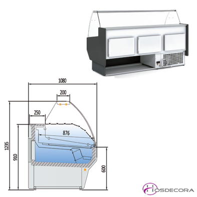 Vitrina Carnicera Curvo-Reserva-Fondo 108 cm -13-CVE-10-13-CC-TF