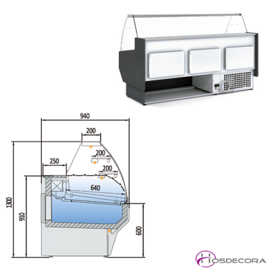 Vitrina de Pasteles con cristal curvo. CVEP-9-10-C