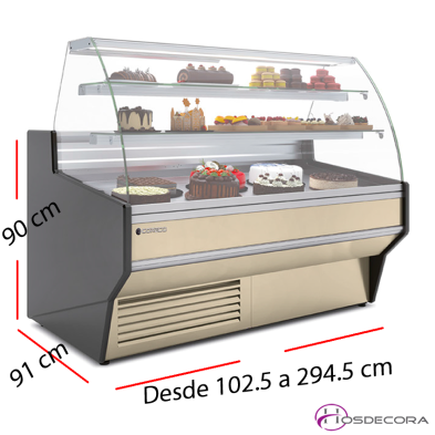 Vitrina de Pasteles con cristal curvo. CVEP-9-10-C