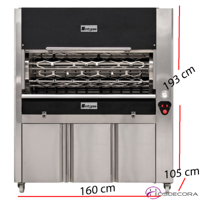 Asador de pollos Carbon- Leña Rotativo 36-42 Pollos 43-NTGAS-APR42