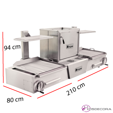 Parrilla Vasca con hoguera 210 x 80 x 94 cm 43-PV210DC