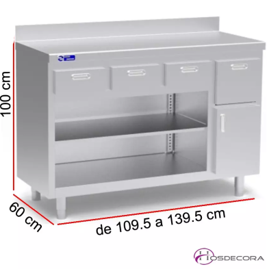 Mueble cafetero con fondo y trasera cerrada. C1100C