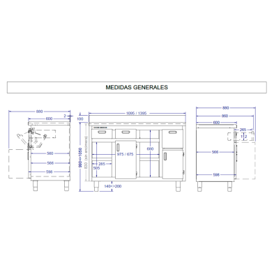 Mueble cafetero con puertas y cajón posero, de Fondo 60 cm C1100CP