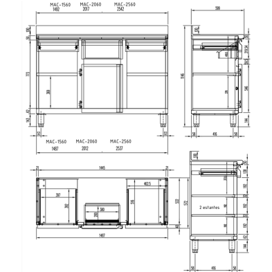 Mesas Cafeteras en Inox 202x60 - MAC-2060