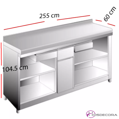 Mesas Cafeteras en Inox 255x60 - MAC-2560