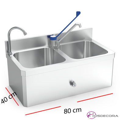 Lavamanos y fregadero con dos cubas 054204