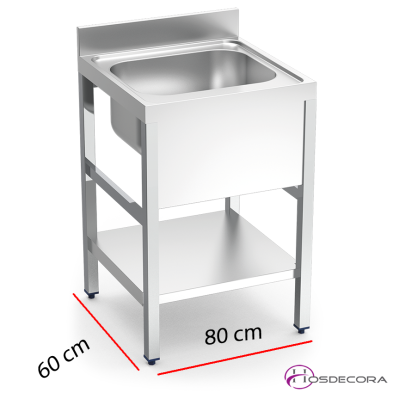 Fregadero inox de 1 cubeta con estante 055004