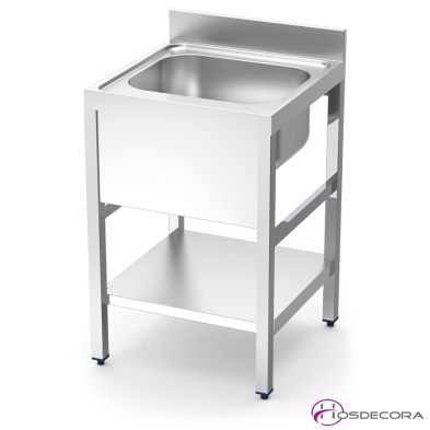 Fregadero inox de 1 cubeta con estante 055004