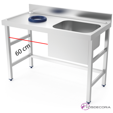 Mesa mural desbarasado con fregadero en acero inoxidable. 980300102
