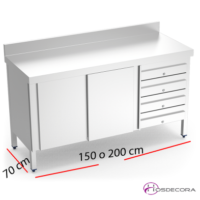 Mesa con Puertas y Cajones Fondo 70 cm 06-074456