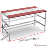 Mesa para despiece en acero inox y encimera roja 072602