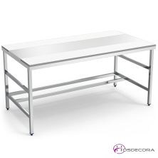 Mesa para despiece en acero inox y encimera roja 072602