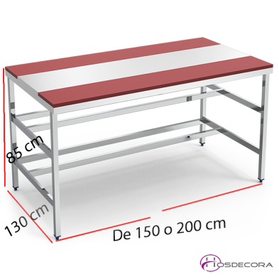 Mesa de despiece con fibra Roja Fondo130cm. 072610