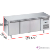 Mesa refrigerada inox de 3 puertas