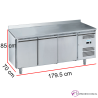 Mesa fría de acero inox de 3 puertas