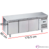 Mesa fría de 3 puertas en acero inox