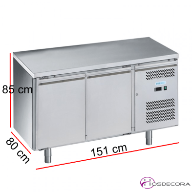 Mesa fría de pastelería 2 puertas inox