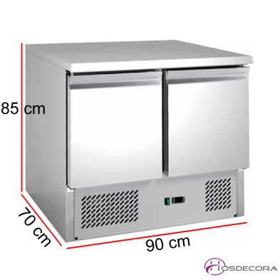 Mesa fría pequeña de 2 puertas en acero inox