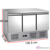 Mesa fría para ensaladas de 3 puertas en acero inox
